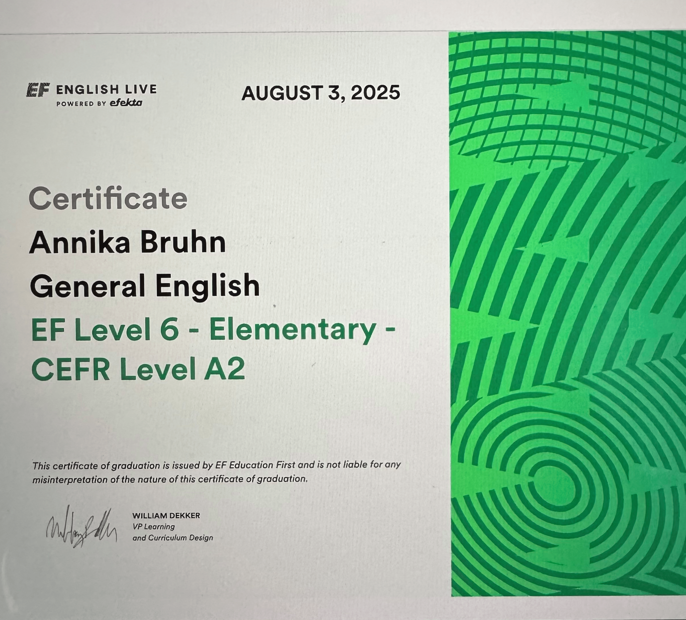 Level 6 bestanden